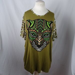 Unidos Por Mexico Cat & Skull Shirt Size 2XL